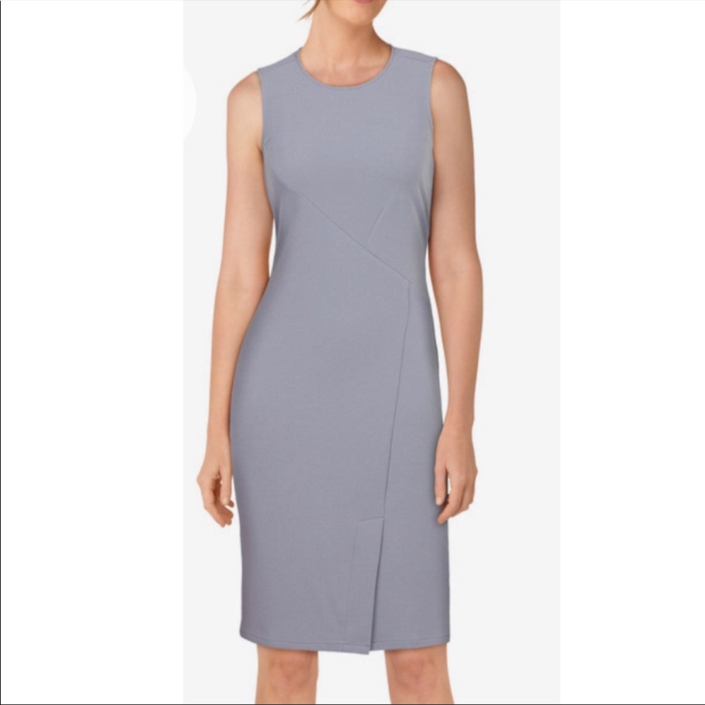 August 1 Eight Asymmetric Fold Sheath Dress In Grey Nwot